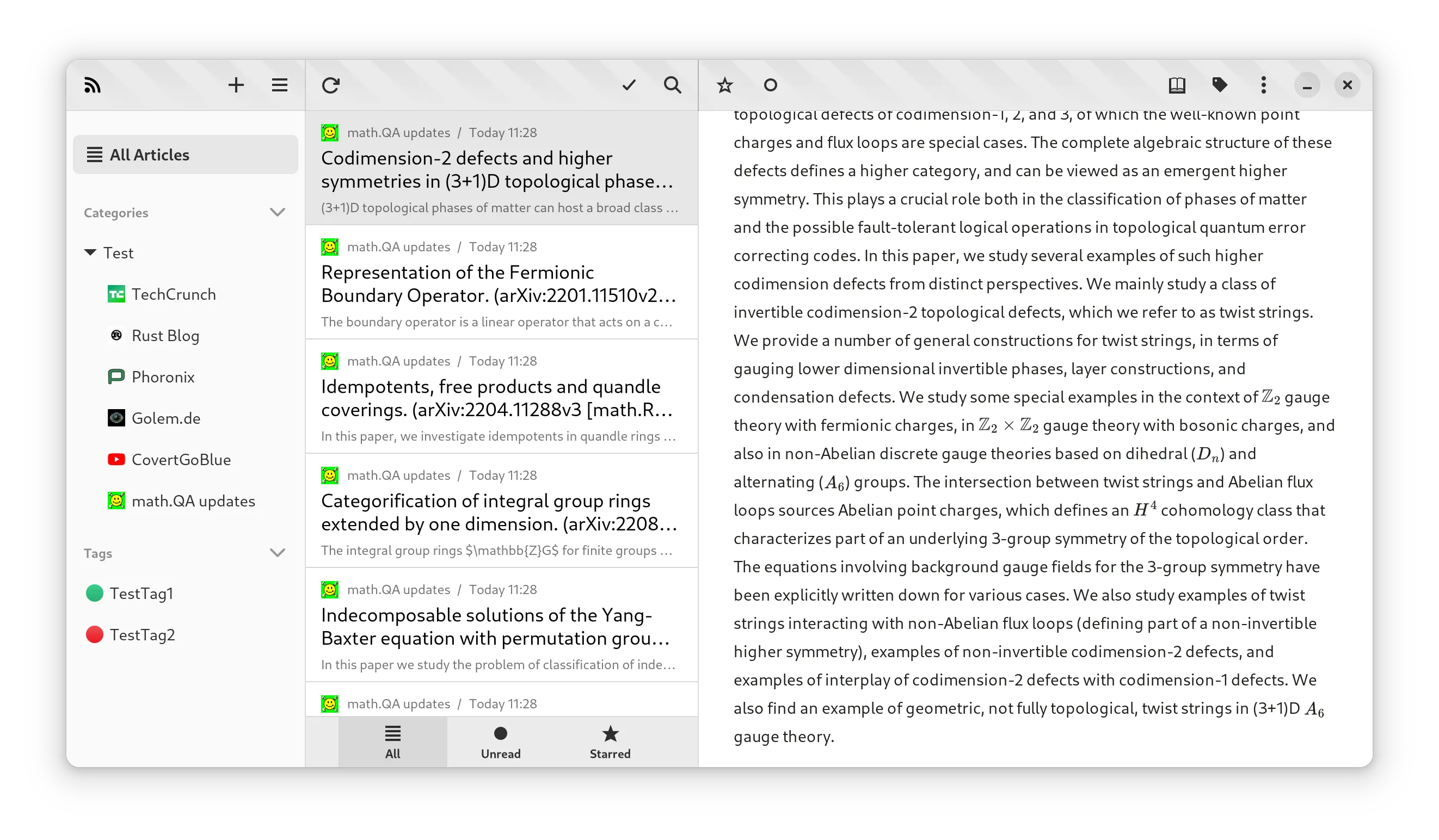 NewsFlash showing an article with math formulas