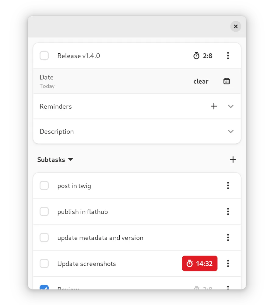 Screenshot of IPlan's task configuration window, showing options to configure on the task and subtasks.