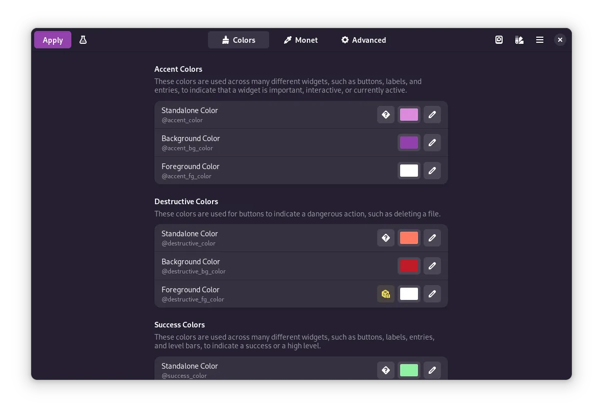 Gradience color customization